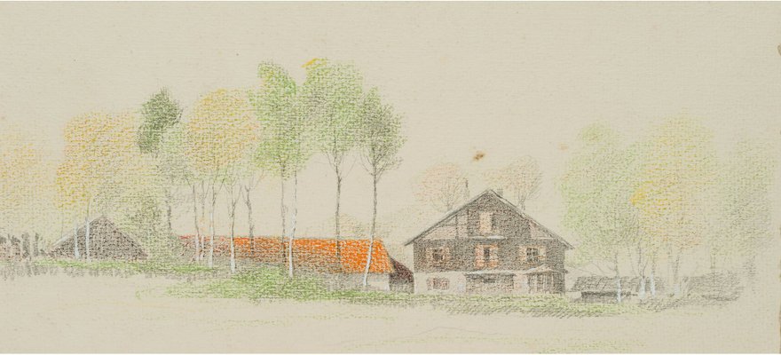 H. Christiansen, Country Houses in the Birch Grove, 20th-Century, Pencil-OJR-1273417