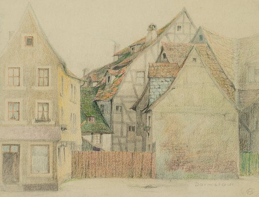 H. Christiansen, Half -Timbered House in Darmstadt, 1920, Pencil-OJR-1273354