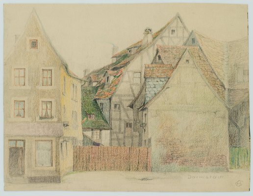 H. Christiansen, Half -Timbered House in Darmstadt, 1920, Pencil-OJR-1273354