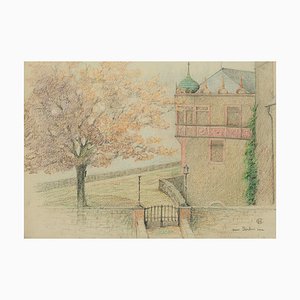 H. Christiansen, Historic Villa on Lake Constance, 1920, Pencil-OJR-1273353