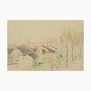 H. Christiansen, Houses at Saint-Clüment Murthe-Et-Monthscellan, 1917, Pencil on Paper-OJR-1273343