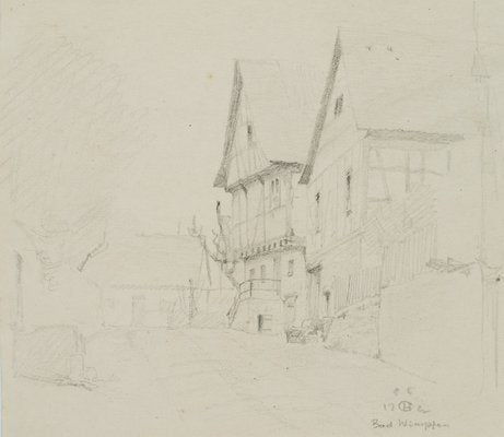 H. Christiansen, Houses on the Slope in Bad Wimpfen, 1922, Pencil-OJR-1273365