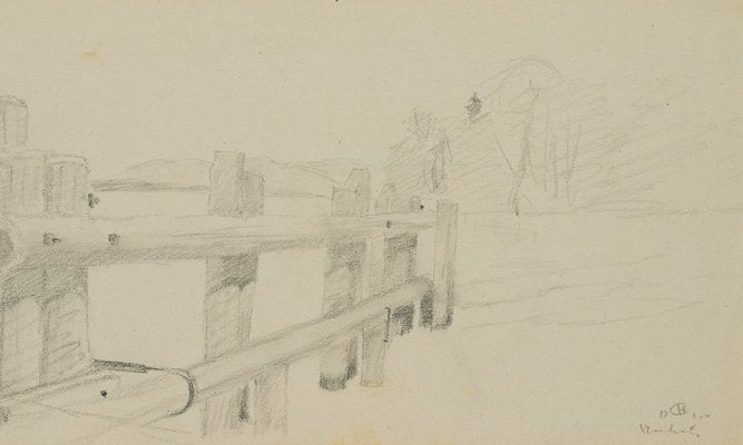 H. Christiansen, Jetty on the Banks of the Starnberg Lake, 1922, Pencil-OJR-1273369