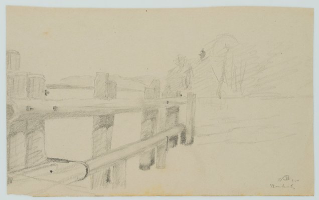 H. Christiansen, Jetty on the Banks of the Starnberg Lake, 1922, Pencil-OJR-1273369