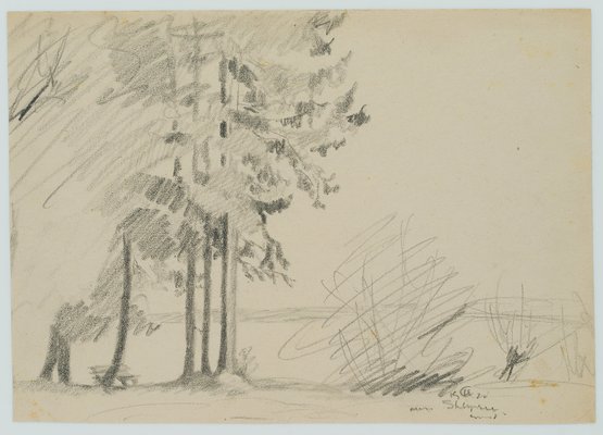 H. Christiansen, Lakeside Bench, 1920, Pencil-OJR-1273357