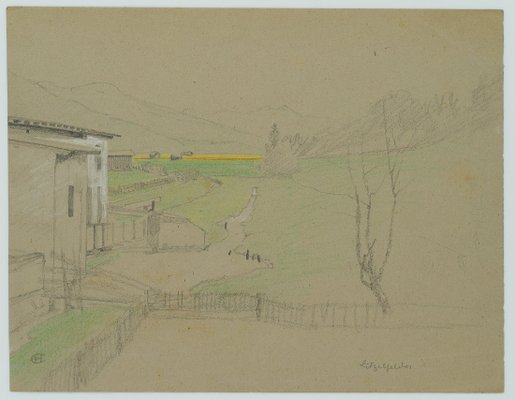 H. Christiansen, Landscape Near Litzlfelden in Tyrol, 1920, Pencil-OJR-1273356