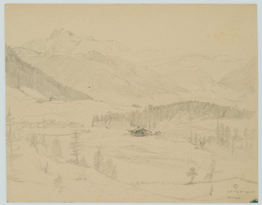 H. Christiansen, Leogang Valley Near Salzburg, 1920, Pencil-OJR-1273355