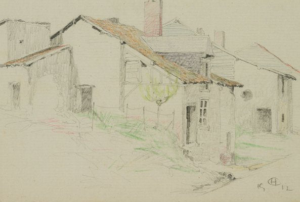 H. Christiansen, Old Residential House on Dorfstrae, 1917, Pencil-OJR-1273345