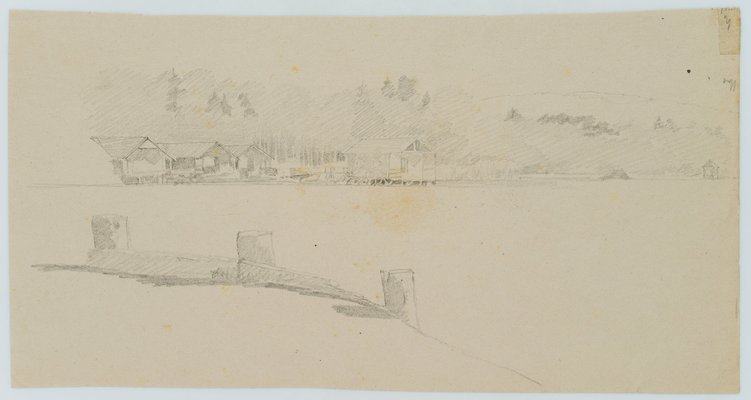 H. Christiansen, Shore of Lake Starnberg near Niederpcking, 1922, Pencil-OJR-1273374