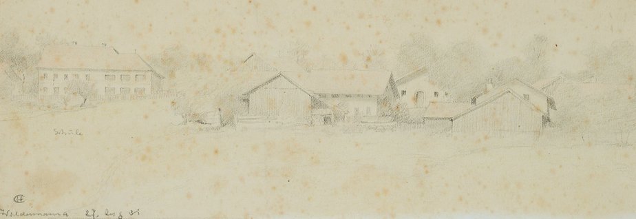 H. Christiansen, Small Town with School, 1931, Pencil-OJR-1273385