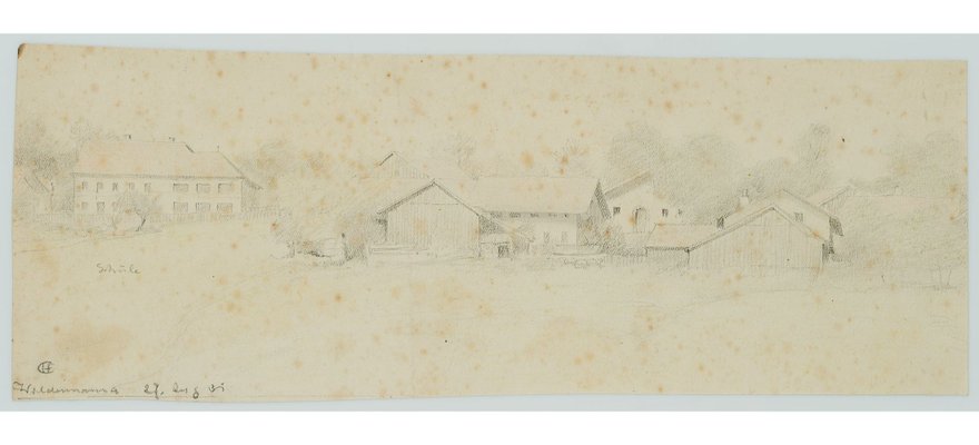 H. Christiansen, Small Town with School, 1931, Pencil-OJR-1273385