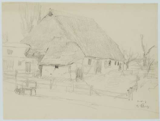 H. Christiansen, Thatched Roof House, 1925, Pencil-OJR-1273380