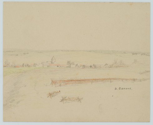 H. Christiansen, View of Saint-Clüment Meurthe-E-Moselle, 1919, Pencil-OJR-1273348