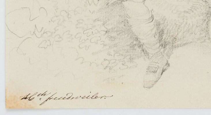 H. Freudweiler, Resting Man on a Rock, 1780, Pencil-OJR-1273252