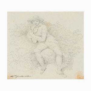 H. Freudweiler, Resting Man on a Rock, 1780, Pencil-OJR-1273252