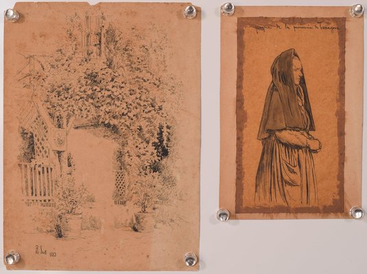 H. Scott, Figurative Drawings, 19th-Century, Pencil on Paper, Set of 2-AOI-1311604