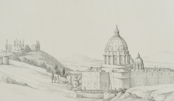 H. Wilhelmi, View of Saint Peter's in Rome, 1846, Pencil-OJR-1273311