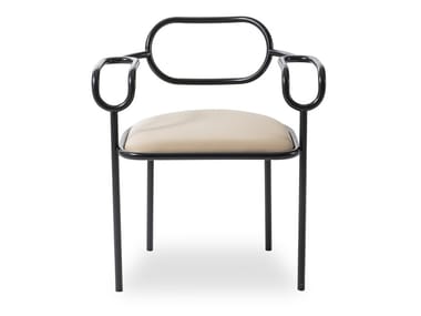 01 CHAIR - Upholstered iron chair with armrests by Cappellini