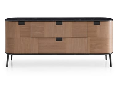 TESAURUS - Wooden sideboard with flap doors by Maxalto