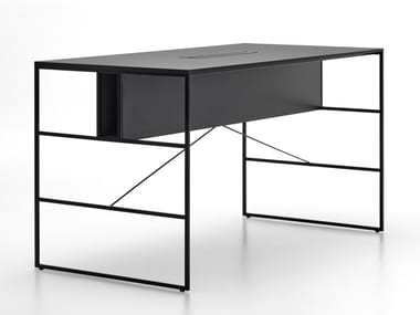 20.VENTI HIGH - Rectangular wood fibre High meeting table with cable management by MDF Italia