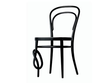 214 K - Solid wood chair with knot by Thonet