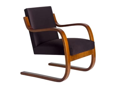 402 - Cantilever wooden armchair with armrests by Artek