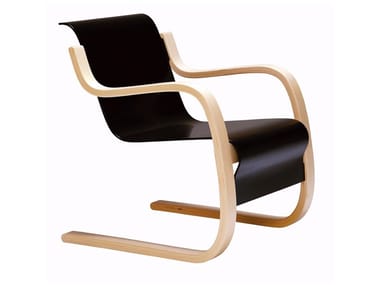 42 ¡°SMALL PAIMIO¡± - Cantilever wooden armchair with armrests by Artek