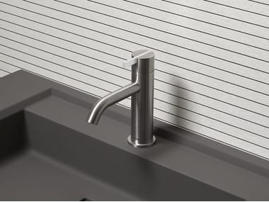 ESSENTIA - 1 hole countertop stainless steel washbasin mixer by Antonio Lupi Design