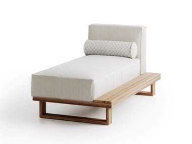 9.ZERO RIGHT CHAISE LONGUE - Teak and fabric sun lounger by Atmosphera