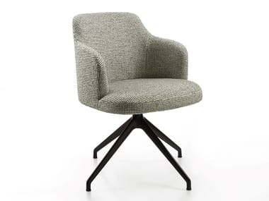 ABBY - Swivel fabric chair with armrests by Porada