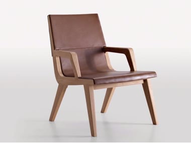 ACANTO - Leather armchair with armrests by Maxalto