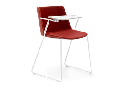 A?KU SOFT - Sled base fabric training chair with writing tablet by MDF Italia