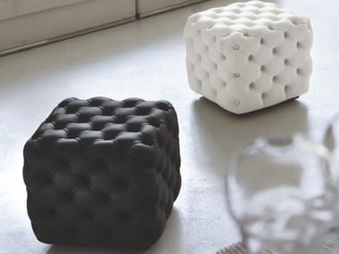 ALCIDE - Tufted leather pouf by Porada