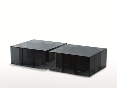 ALICE - Low square crystal coffee table by Glas Italia