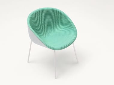 AMABLE - Upholstered stackable garden chair by Paola Lenti