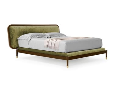 AMANTE - Wooden double bed with upholstered headboard by Pianca