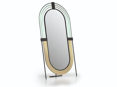 ANEMONIA - Oval framed metal mirror by Natuzzi Italia