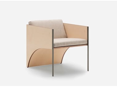 ARK - Wood veneer easy chair with armrests by Living Divani