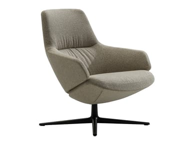 ASTON CLUB - Fabric armchair with 4-spoke base with armrests by Arper