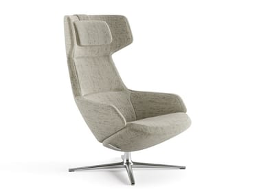 ASTON CLUB - Wing fabric armchair with 4-spoke base with armrests by Arper