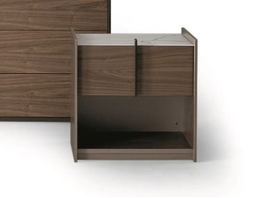 AUREO - Rectangular walnut bedside table with drawers by Bonaldo