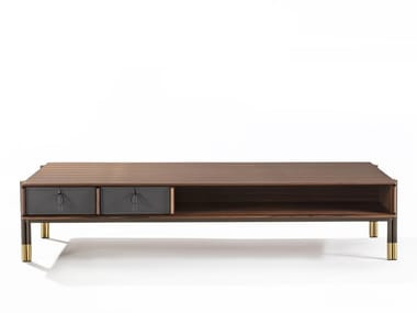 BAYUS - Low rectangular coffee table in canaletta walnut by Porada