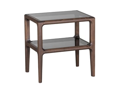 BELLAGIO - Rectangular wood and glass bedside table by Morelato