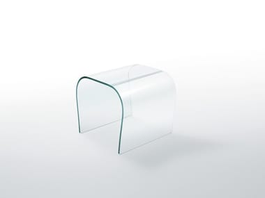 BENT GLASS STOOL - Low crystal stool by Glas Italia