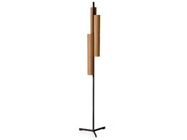 BLACK NOTE TRIPLET - Handmade wood veneer and metal floor lamp by LZF