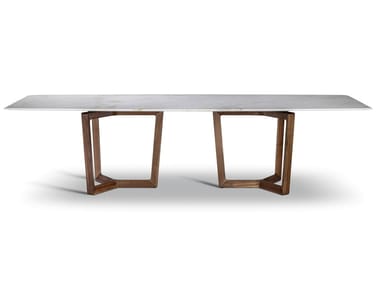 BOLERO RAVEL - Rectangular wooden and marble table by Poltrona Frau