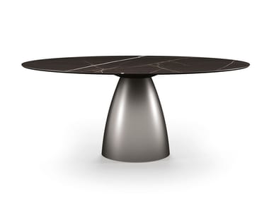 BOTERO 72 - Round table with metal base e top in Marmoflex by Reflex