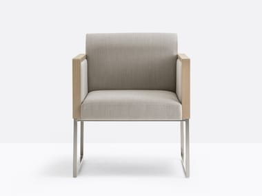 BOX 741 - Sled base upholstered easy chair with armrests by Pedrali