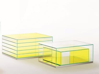 BOXINBOX - Low crystal coffee table with storage space by Glas Italia