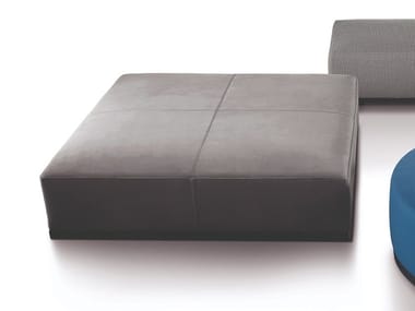 BRONS - Upholstered square leather pouf by Meridiani